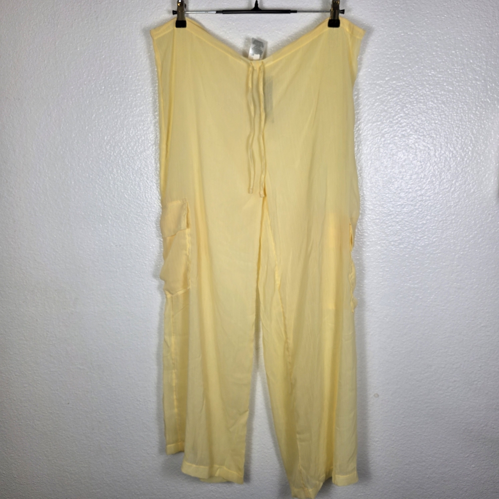 Wild Fable Women's Chiffon‎ Swim Cover Up Cargo Pants Yellow Size S(4-6)